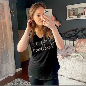 "But First Football"  Black Graphic T-shirt